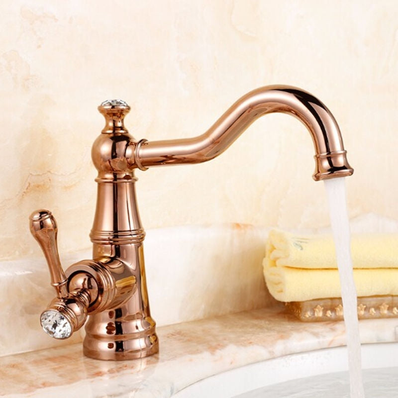 Stylish Crystal Handle Single Hole Bathroom Faucet