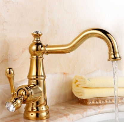 Stylish Crystal Handle Single Hole Bathroom Faucet