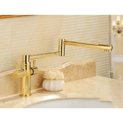 Stylish Swivel Folding Deck Mount Dual Handle Bathroom Faucet