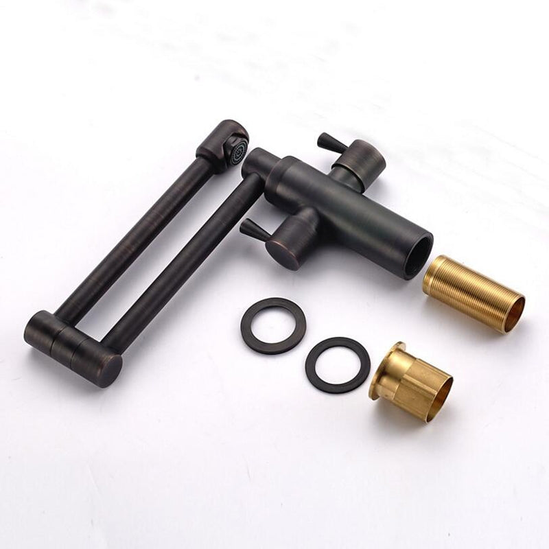 Stylish Swivel Folding Deck Mount Dual Handle Bathroom Faucet