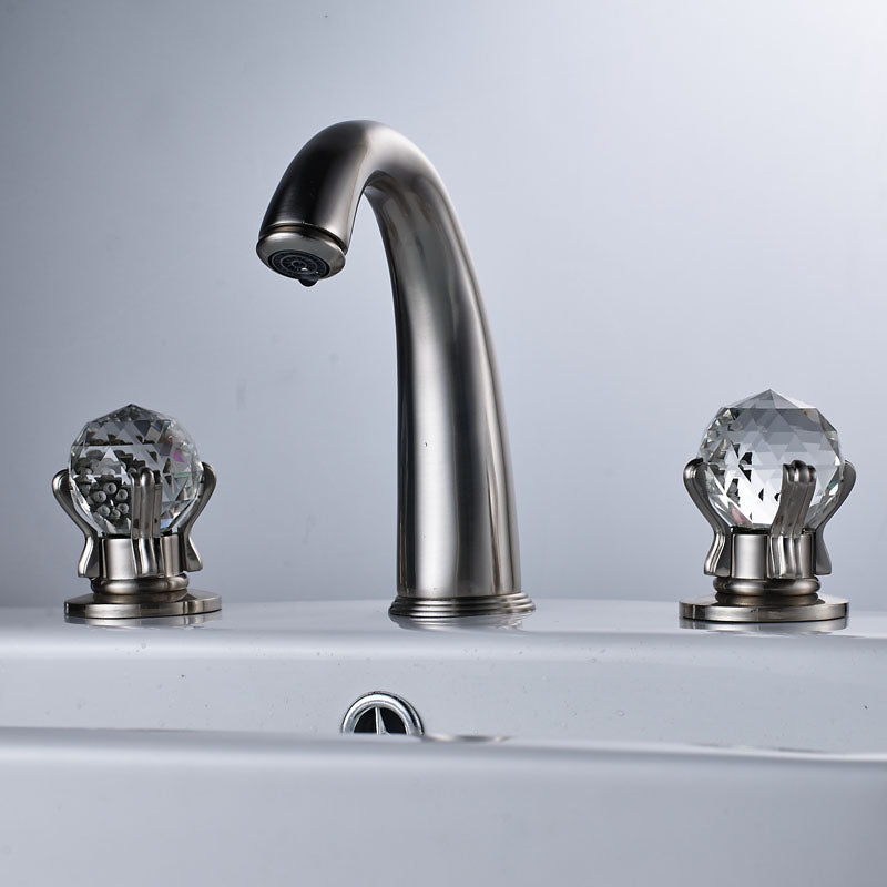 Sucre Brushed Nickel Widespread Dual Handle Sink Mixer Tap