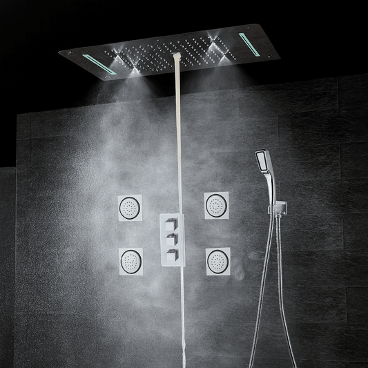 6 Function Juno Super Luxury Ceiling Mount Shower Head LED Large Shower System