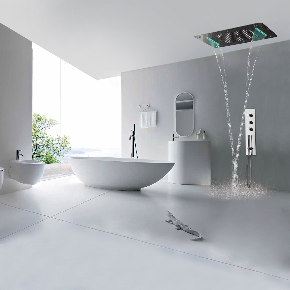 Super Luxury 5 Function Recessed Ceiling Mount LED Large Shower Set