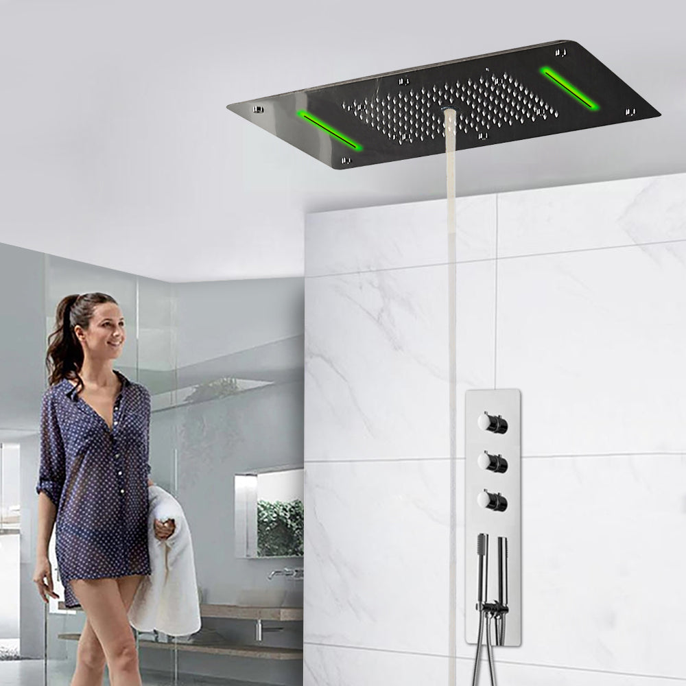 Super Luxury 5 Function Recessed Ceiling Mount LED Large Shower Set