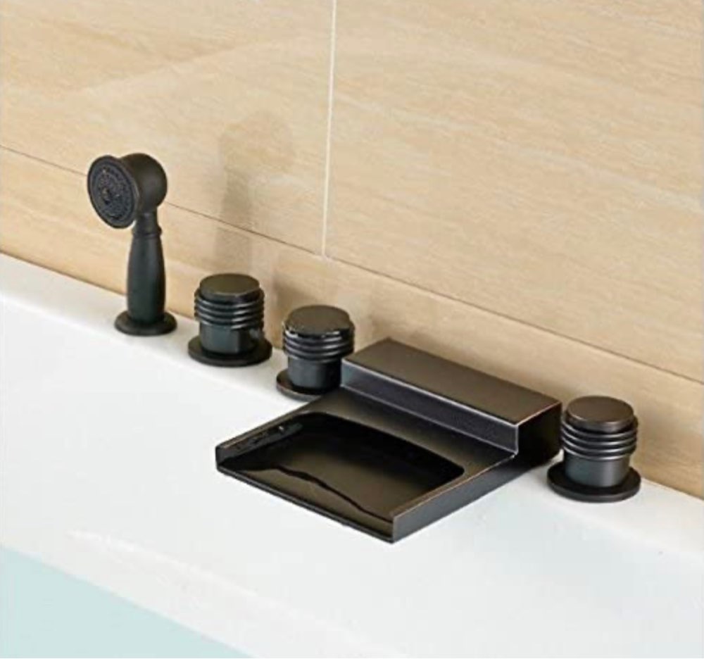 Juno Wall Mounted Brushed Nickel Bathtub Shower Faucet Mixer Tap With Hand Held Shower