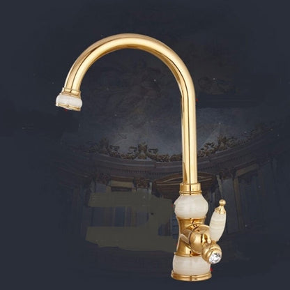 Tall Gold Single Handle Brass Marble Designer Kitchen Faucet 2
