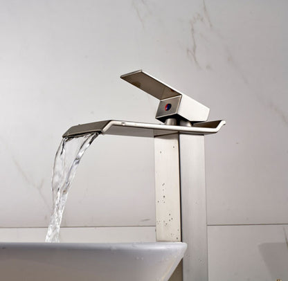 Brushed Nickel Square Bathroom Vessel Sink Faucet