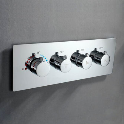 Thermostatic Chrome Plated Four Handle Large Shower Mixer 