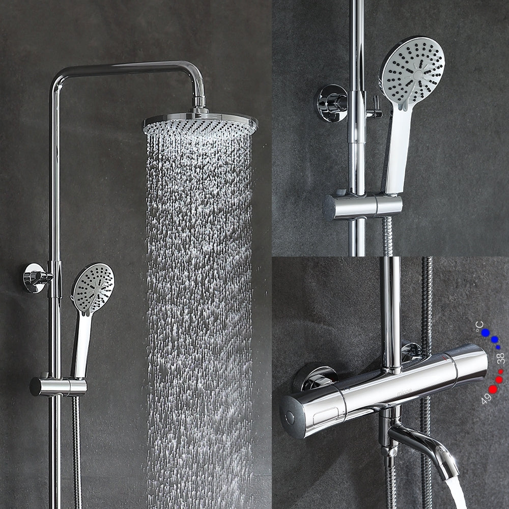 Thermostatic Chrome Wall Mounted Bathroom Shower-Head