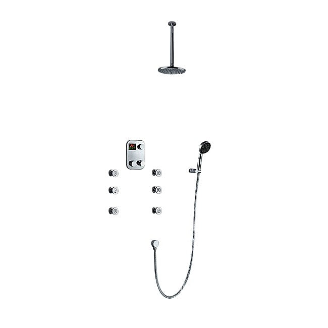 Round Digital Massage Shower Faucet Large Shower Head