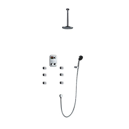 Round Digital Massage Shower Faucet Large Shower Head