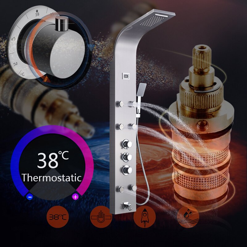 Juno Stainless Steel Thermostatic Shower Panel