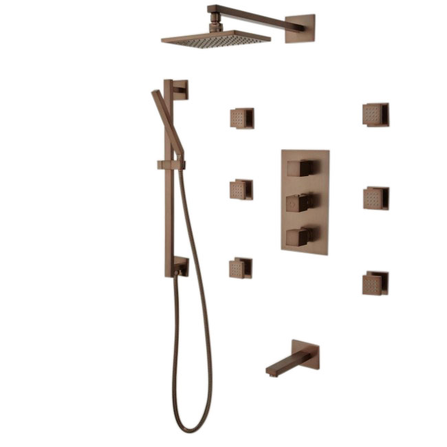Juno Designer Bronze Rain Shower Systems with Body Massage Shower