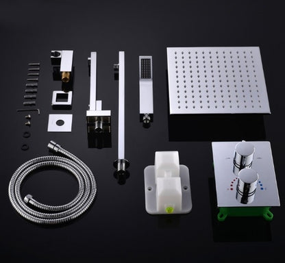 Thermostatic Wall Mount 10” Shower Head with Faucet & Hand-Held Shower