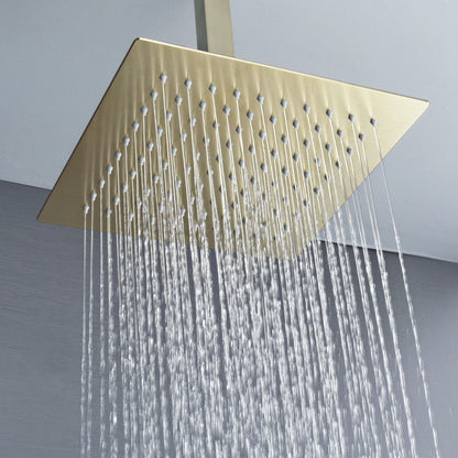 Juno Commercials Ceiling & Wall Mount Brushed Gold Luxury Shower Head & Arm
