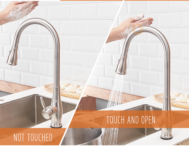 Touch Control Stainless Steel Kitchen Faucet Brushed Nickel
