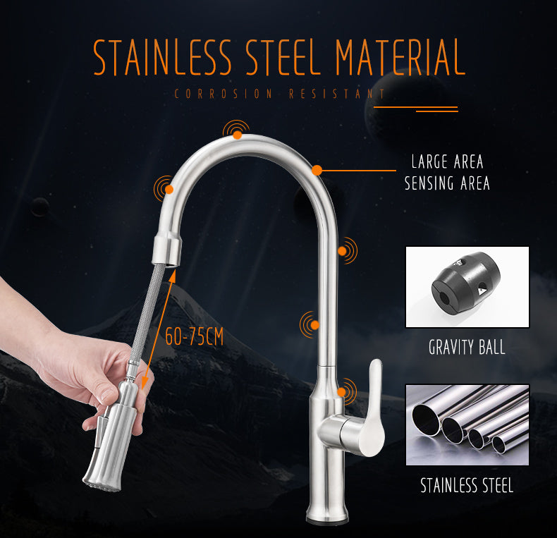 Smart Touch Inductive Kitchen Faucets Stainless Steel Single Handle Sink Mixer Tap