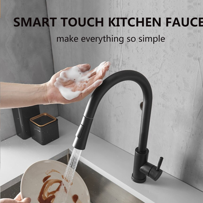 Juno Matte Black Touch Sensor On Kitchen Sink Faucet