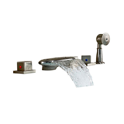 Brushed Nickel Finish Roman Tub Faucet Mixer Tap with Hand Held Shower Head