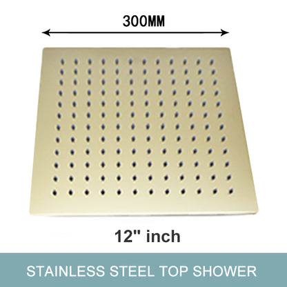 Juno Commercials Ceiling & Wall Mount Brushed Gold Luxury Shower Head & Arm