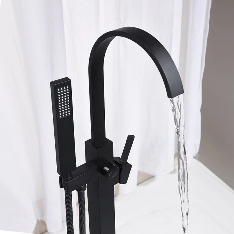 Juno Luxury Matte Black Freestanding  Bathroom Bathtub Shower Set With Tub Filler