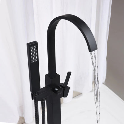 Juno Luxury Matte Black Freestanding  Bathroom Bathtub Shower Set With Tub Filler