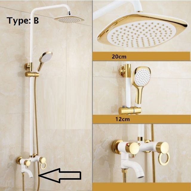 Juno Turin Antique Wall Mount Shower And Bathtub Dual Handle Faucet Set