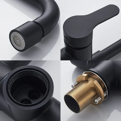Juno Commercials Deck Mount Black  Pull Out Kitchen Faucets in Two Way Mixer Spray Modes