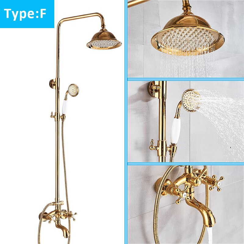 Juno Antique Brass Rainfall Dual Handle Mixer Faucet With Telephone Style Handheld Shower
