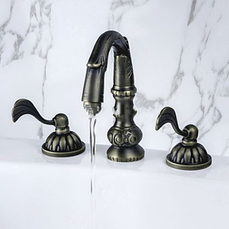 Unique Design Classic Antique Bronze Dual Handle Sink Faucet