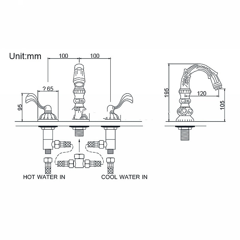 Unique Design Classic Antique Bronze Dual Handle Sink Faucet
