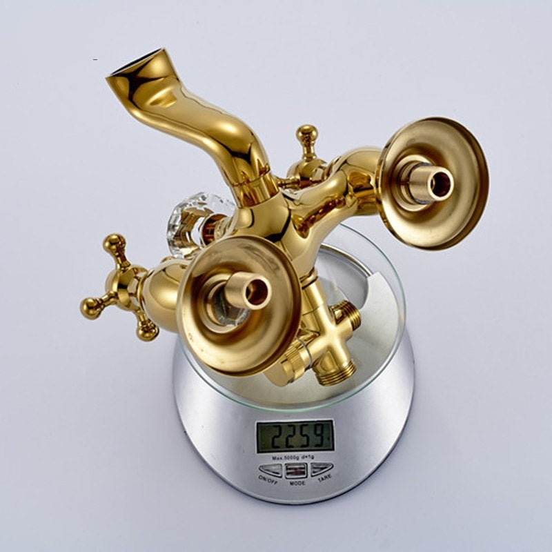 Unique Widespread Rain Waterfall Gold Bathroom Shower-Head