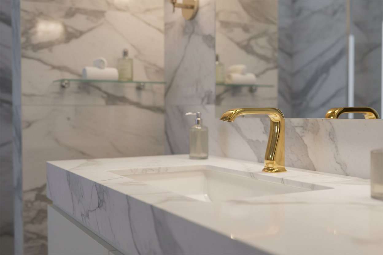 Juno Gold Touchless Bathroom Faucet Deck Mount