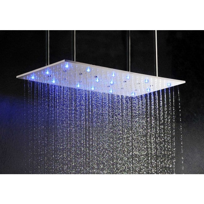 Juno 32" by 16" Amore Atomizing Swash And Rainfall Temperature Controlled LED Shower Head Shower System