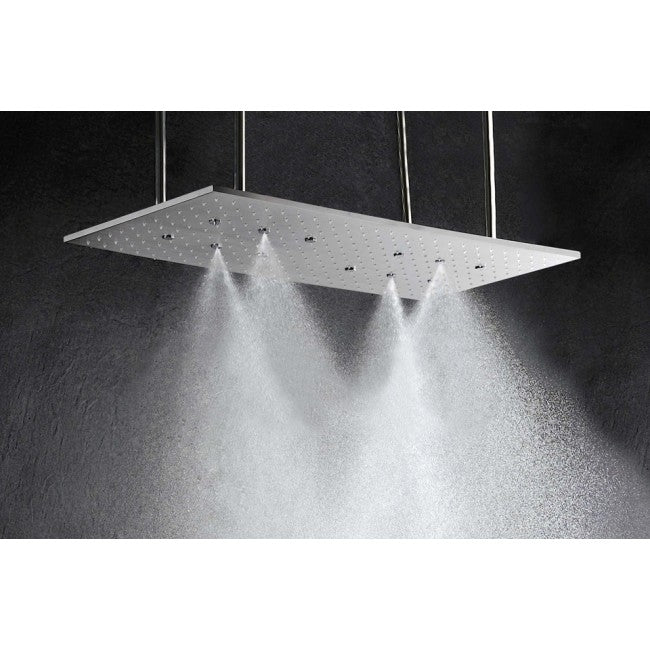 Juno 32" by 16" Amore Atomizing Swash & Rainfall Temperature Controlled LED Shower Head Body Jets