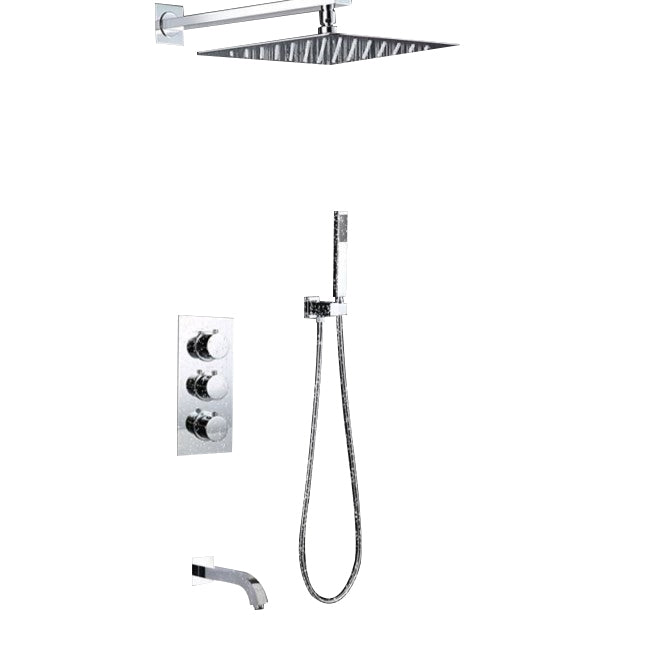 Verona Wall Mounted Chrome Finish Shower Set With Hand Held Shower And Triple Handle Mixer