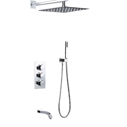 Verona Wall Mounted Chrome Finish Shower Set With Hand Held Shower And Triple Handle Mixer