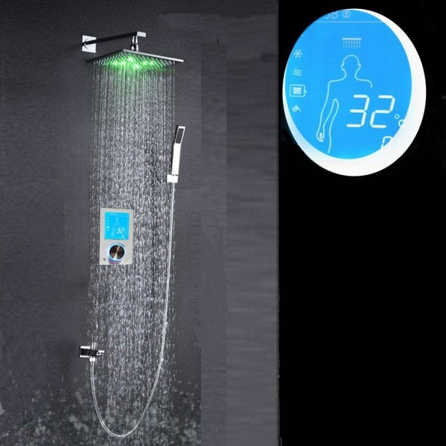 Color Changing LED Shower Head Set With Wall Mount Digital Display Temperature Controller