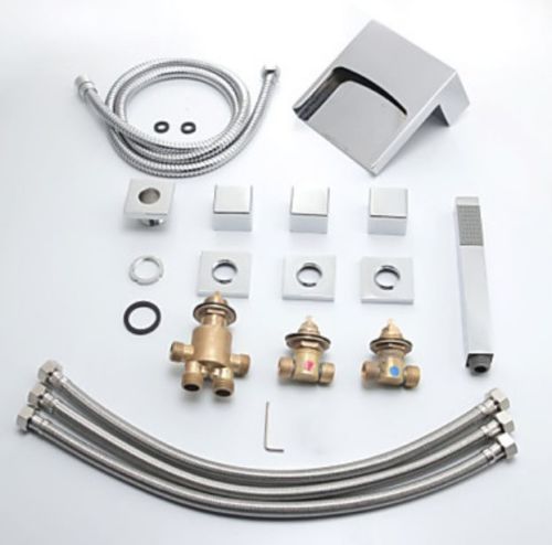 Wall Mount Bath-Tub Faucet Color Changing LED Chrome Finish Brass Body