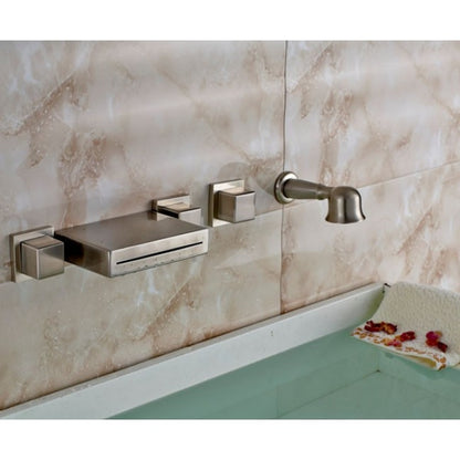 Hand Shower & Triple Handle Bathtub Faucet