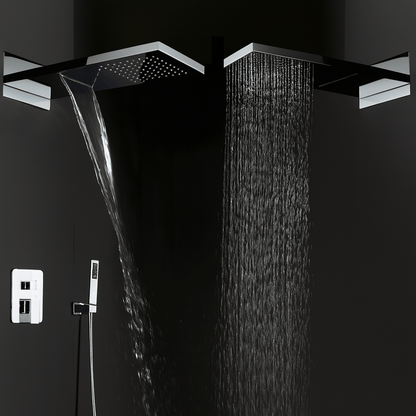 Juno Wall Mount Chrome Brass Waterfall Rain Shower Head