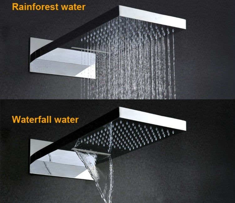 Waterfall Rainfall Wall Mount Chrome Polished Brass Shower Head
