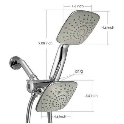 Wall Mount Chrome Finish Waterfall Rainfall Dual Square Head Shower Head