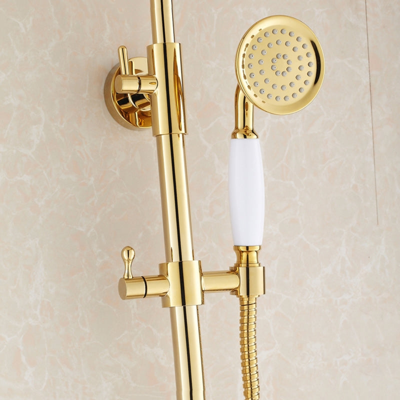 Wall Mount Dual Handle Gold Bathroom Shower with Hand-Held Shower