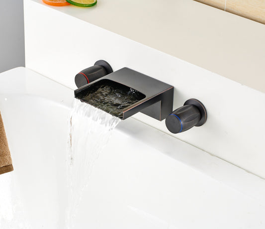 Waterfall Finish Brass Body Bathroom Sink Faucet Oil Rubbed Bronze