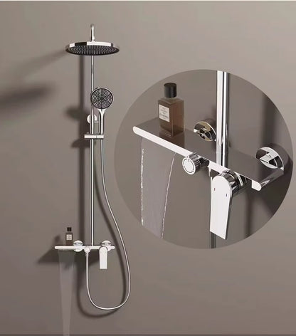 Juno New Wall Mount Shower Faucet Set Rainfall Shower with Haldheld Shower