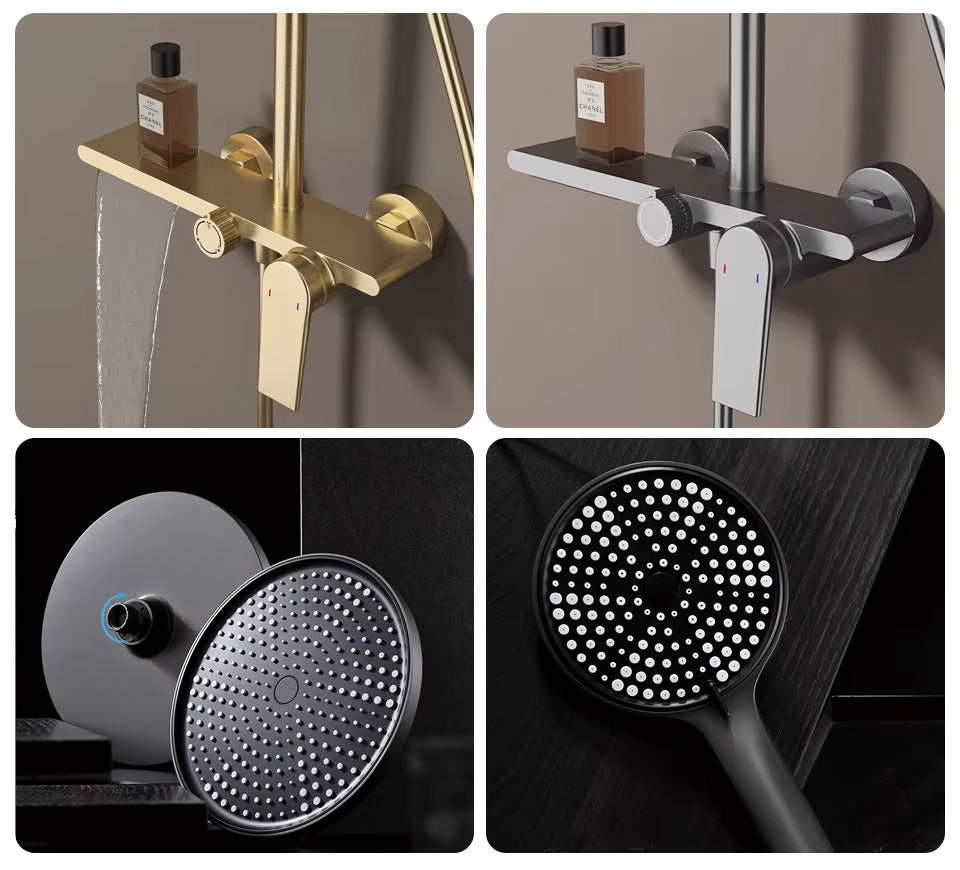Juno New Wall Mount Shower Faucet Set Rainfall Shower with Haldheld Shower