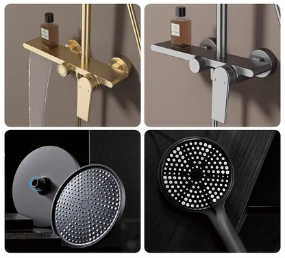 Juno New Wall Mount Shower Faucet Set Rainfall Shower with Haldheld Shower