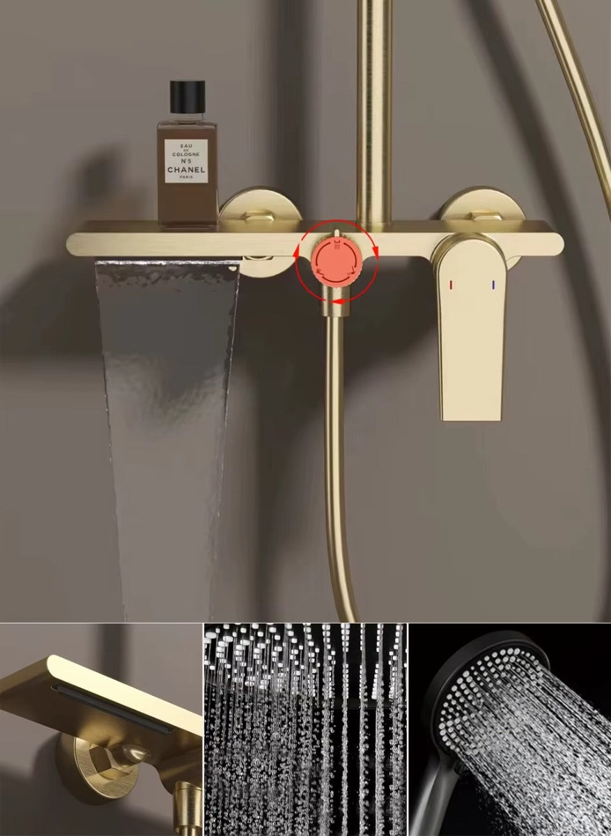 Juno New Wall Mount Shower Faucet Set Rainfall Shower with Haldheld Shower