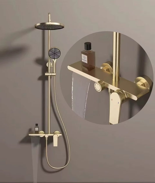 wall mount shower faucet set gold finish